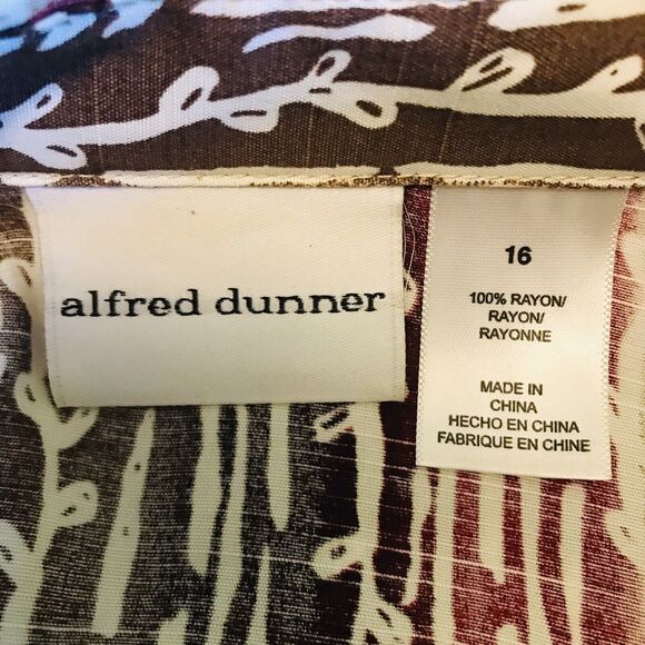 Alfred Dunner Women's 16 Fall Multicolor Blouse 3/4 Sleeve Button Up Rayon Top - Picture 7 of 8